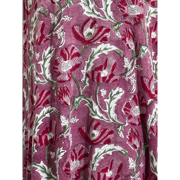Stark X Maxi Dress Women's Large Sleeveless Pink Floral Cotton Tiered - Picture 11 of 12